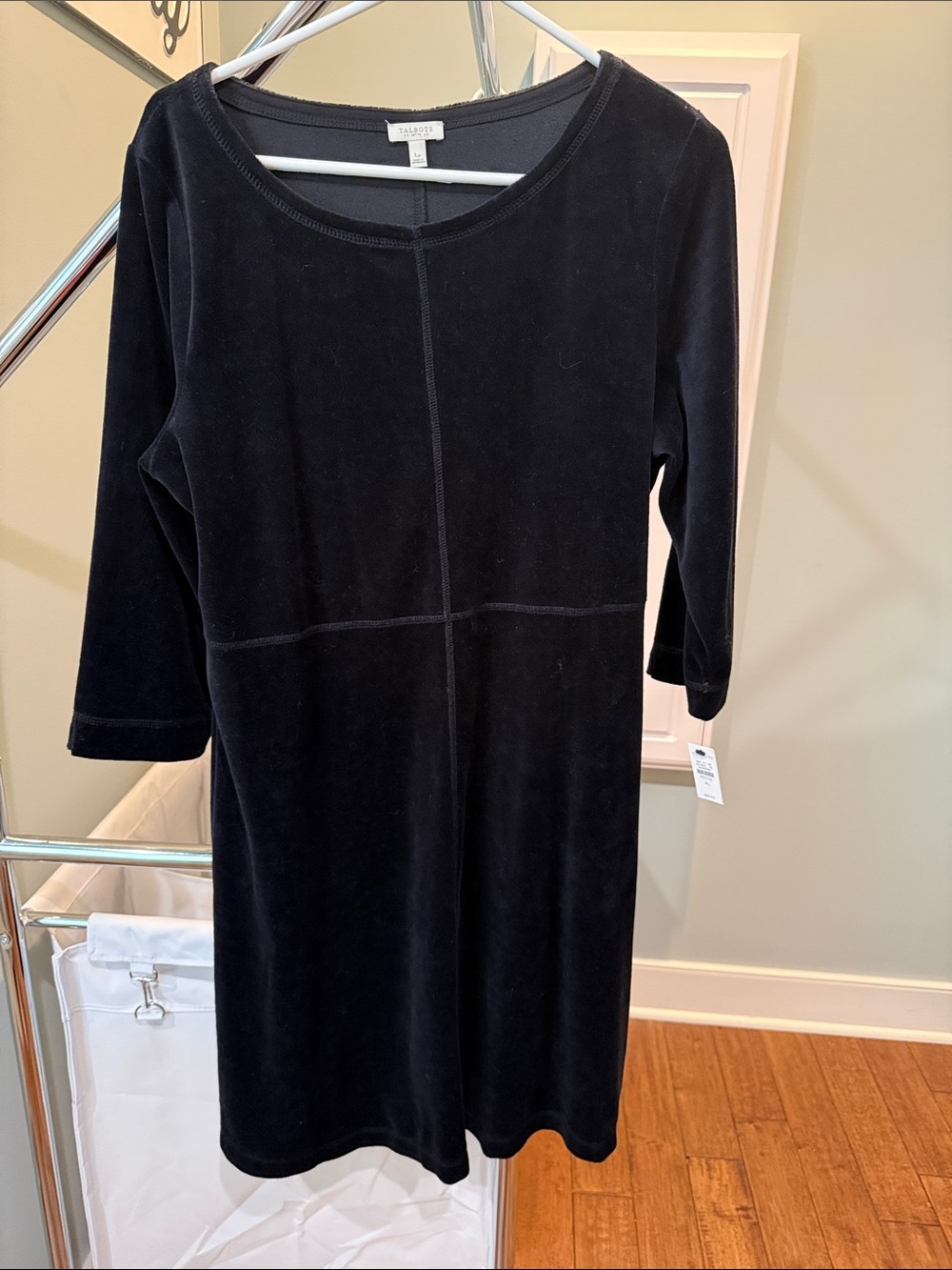 Talbots Black Velvet Midi Sheath Dress